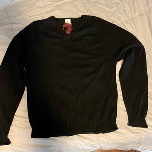 7 For all Mankind 100% Cashmere V Neck Black Sweater Pullover Men Large